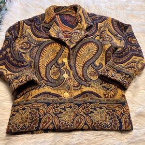 Ralph Lauren Gold and Navy Paisley Blazer